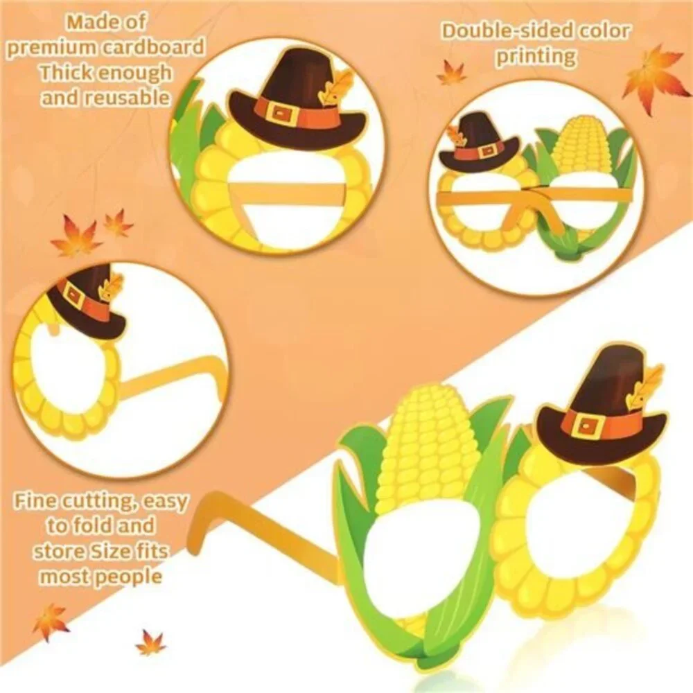 32 Pcs‎ Fall Party Decoration Paper Eyeglasses Autumn Photo Thanksgiving Costume